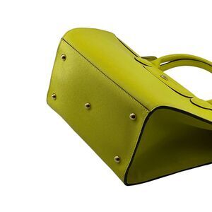 Pre Loved Longchamp Vintage Roseau TopHandle Bag Lime Green Women Yellow